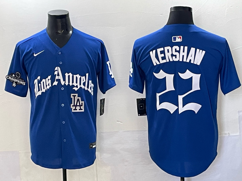 Men Los Angeles Dodgers #22 Kershaw Blue 2025 Nike MLB Jersey style 006->los angeles dodgers->MLB Jersey